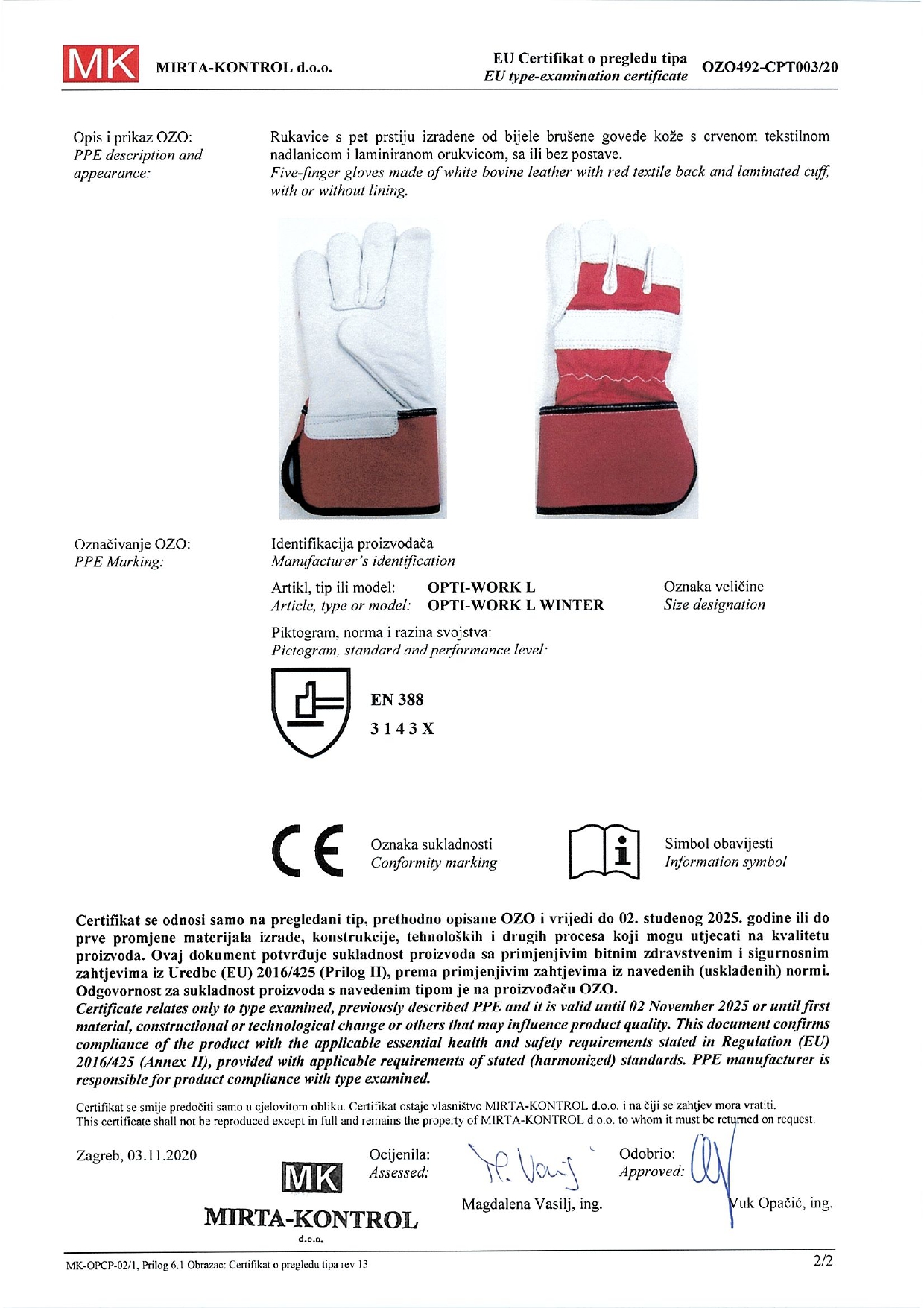 Test Report Working gloves