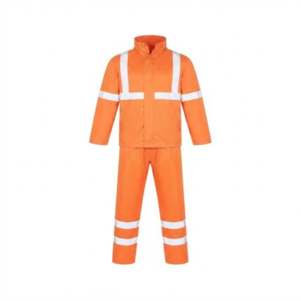 High-Visibility Orange Safety Rain Wear Set – Reflective Waterproof Workwear