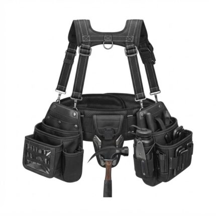 Heavy-Duty Safety Tool Belt with Suspenders – Professional Multi-Pocket Work Rig