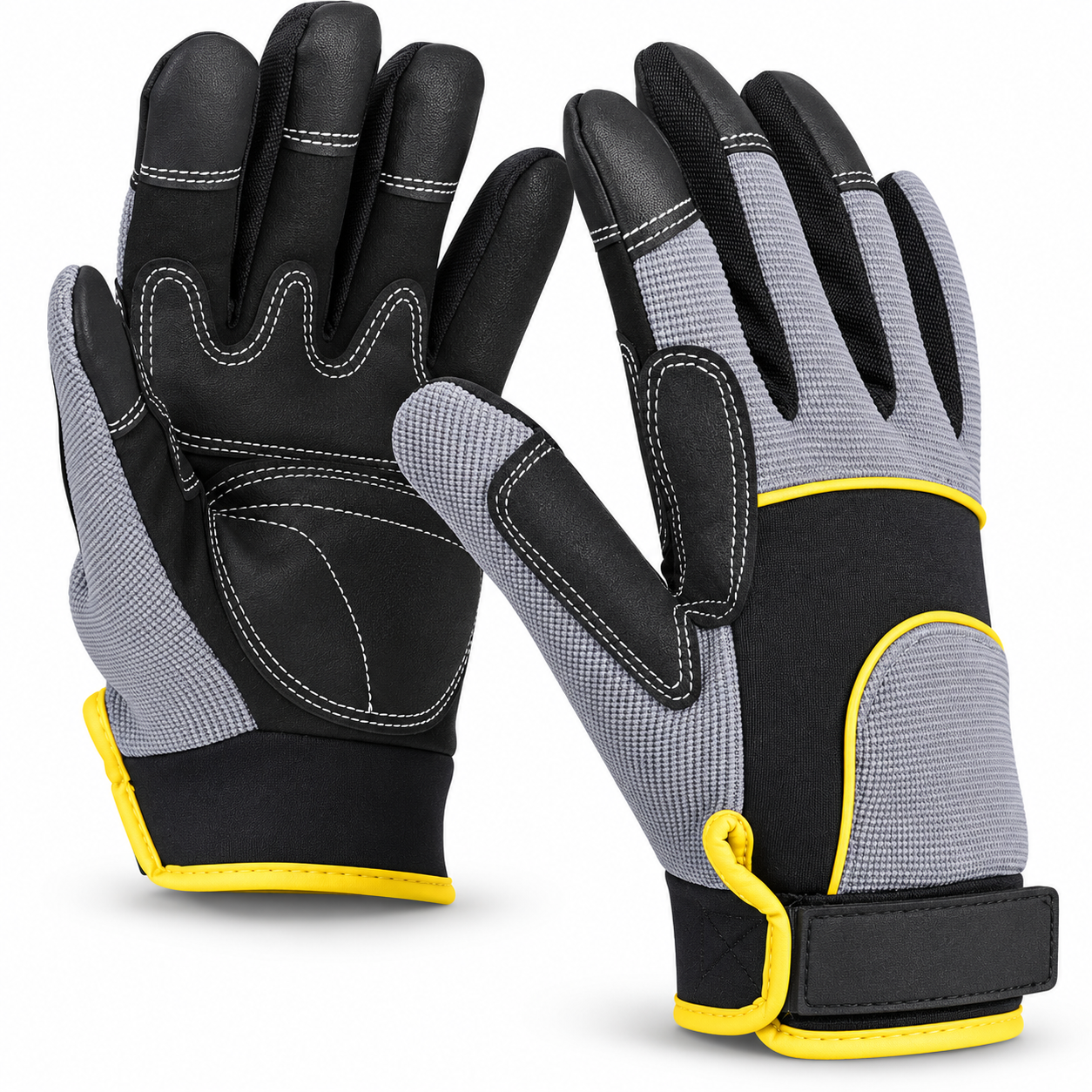 Black, Gray, and Yellow Work Gloves