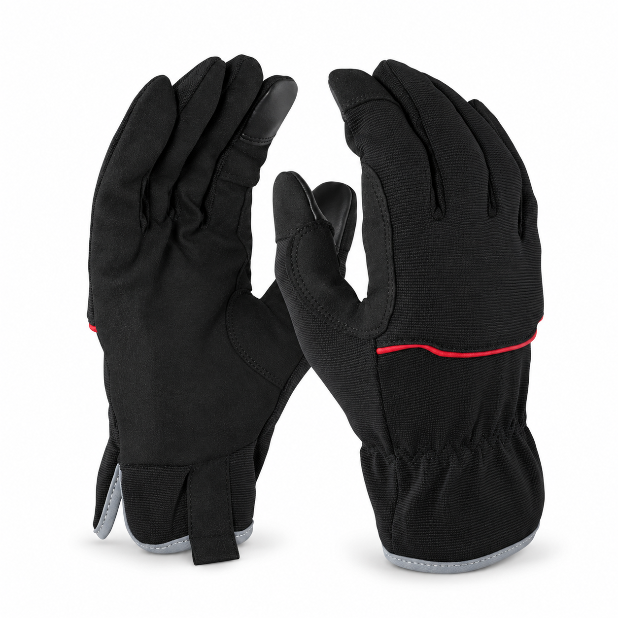 Black Utility Gloves Pair on White Background