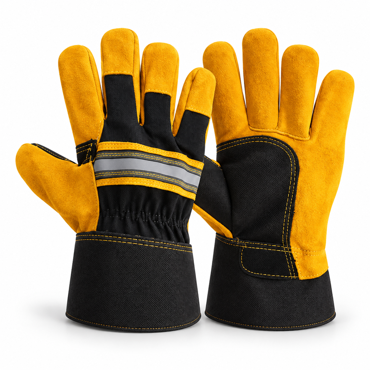 Golden Yellow and Black Work Gloves