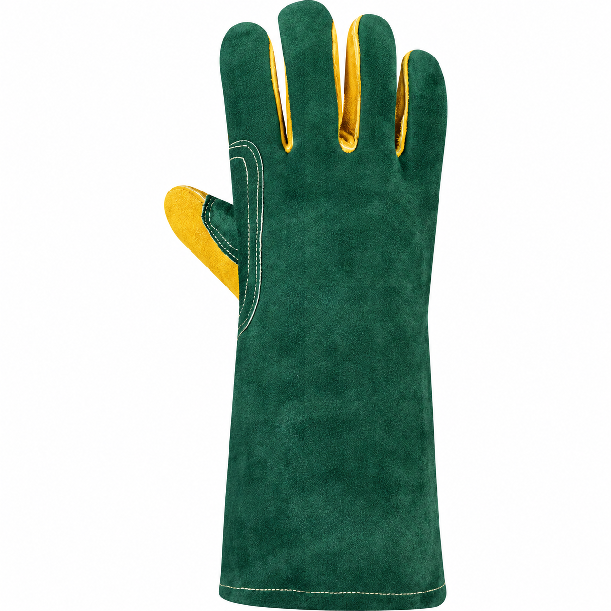 Green and Yellow Suede Gauntlet Glove