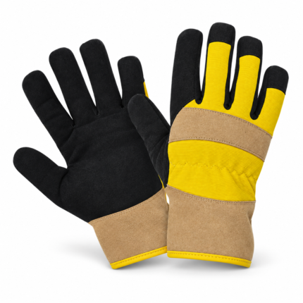 Heavy Duty Working Rigger Gloves – Black & Yellow Reinforced Palm Industrial Work Gloves