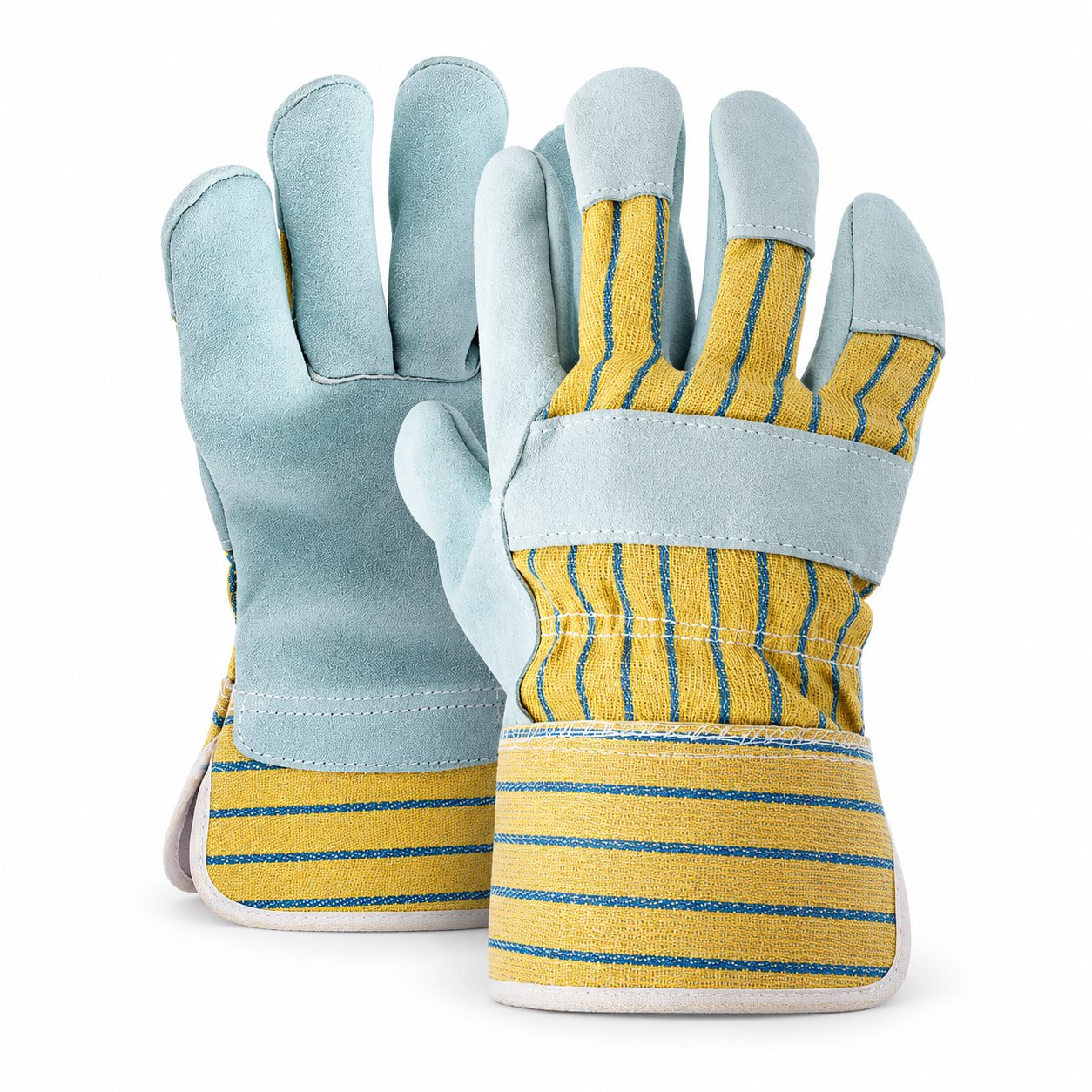 Heavy-Duty Blue and Yellow Work Gloves