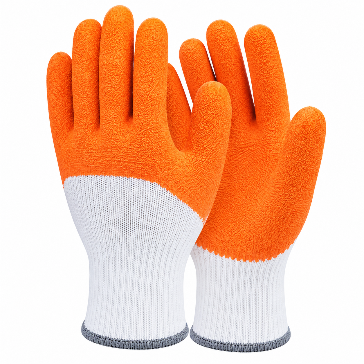 Orange-Dipped Knit Work Gloves