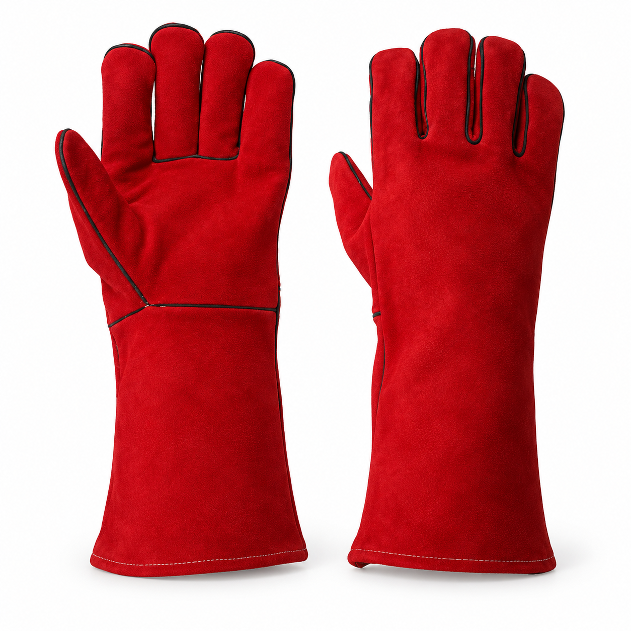 Red Suede Work Gloves Pair