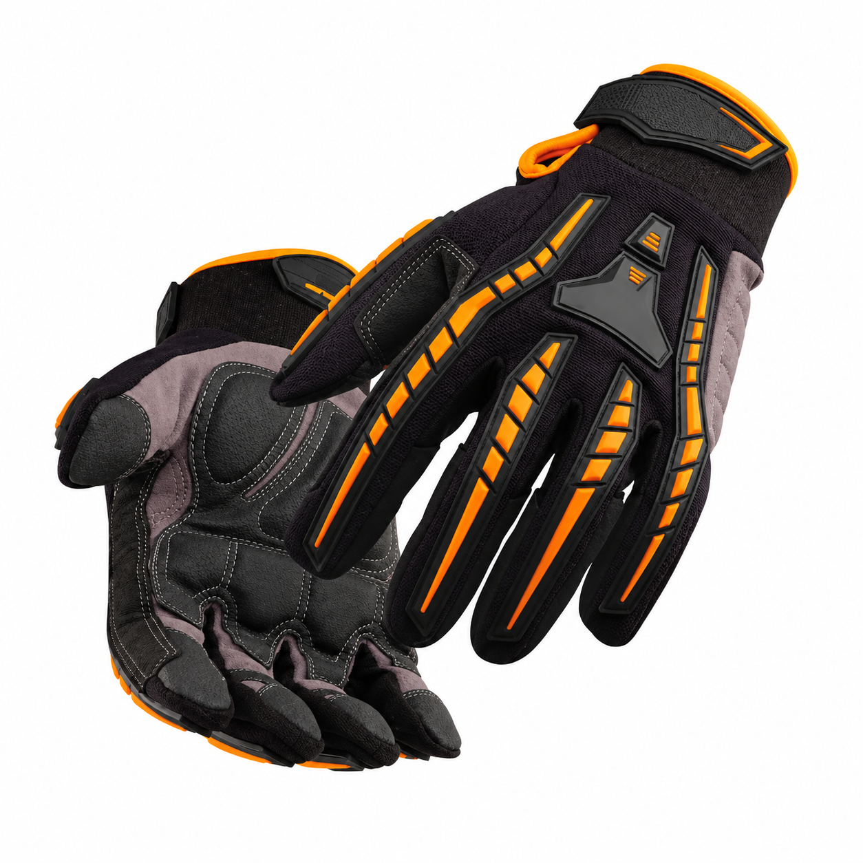Rugged Black and Orange Utility Gloves