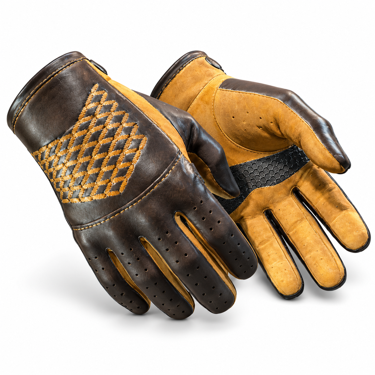 Rugged Leather Gloves on White