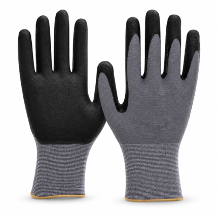 Premium Grey & Black Nitrile Coated Assembly Gloves with Seamless Knit Liner