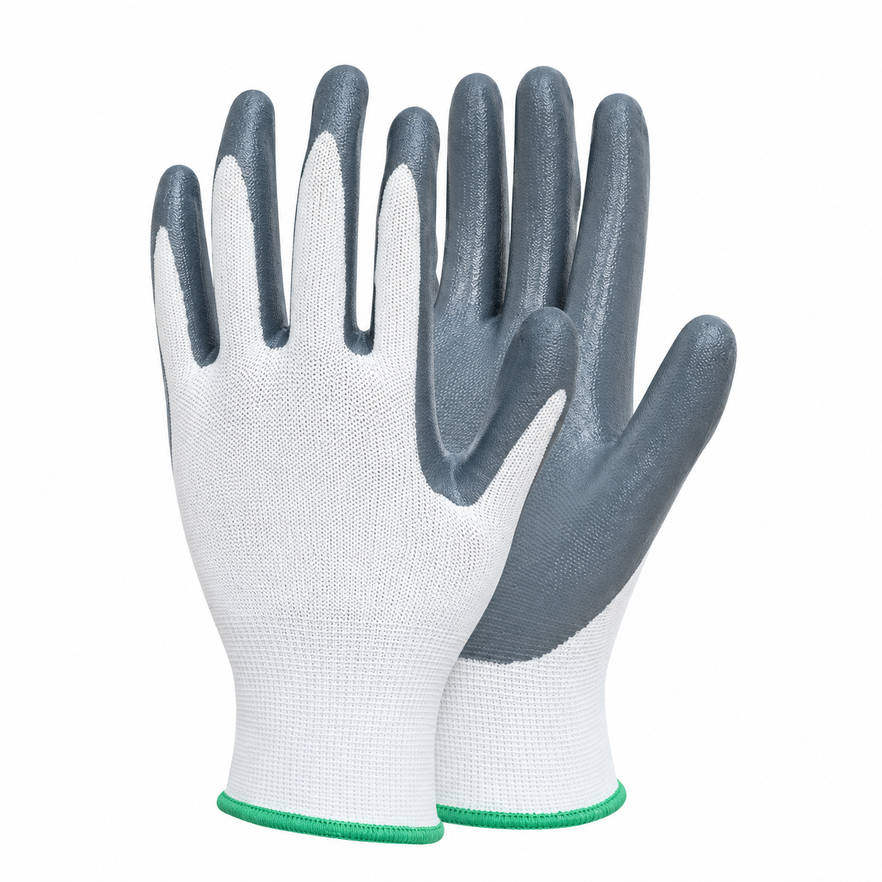 White and Gray Coated Work Gloves